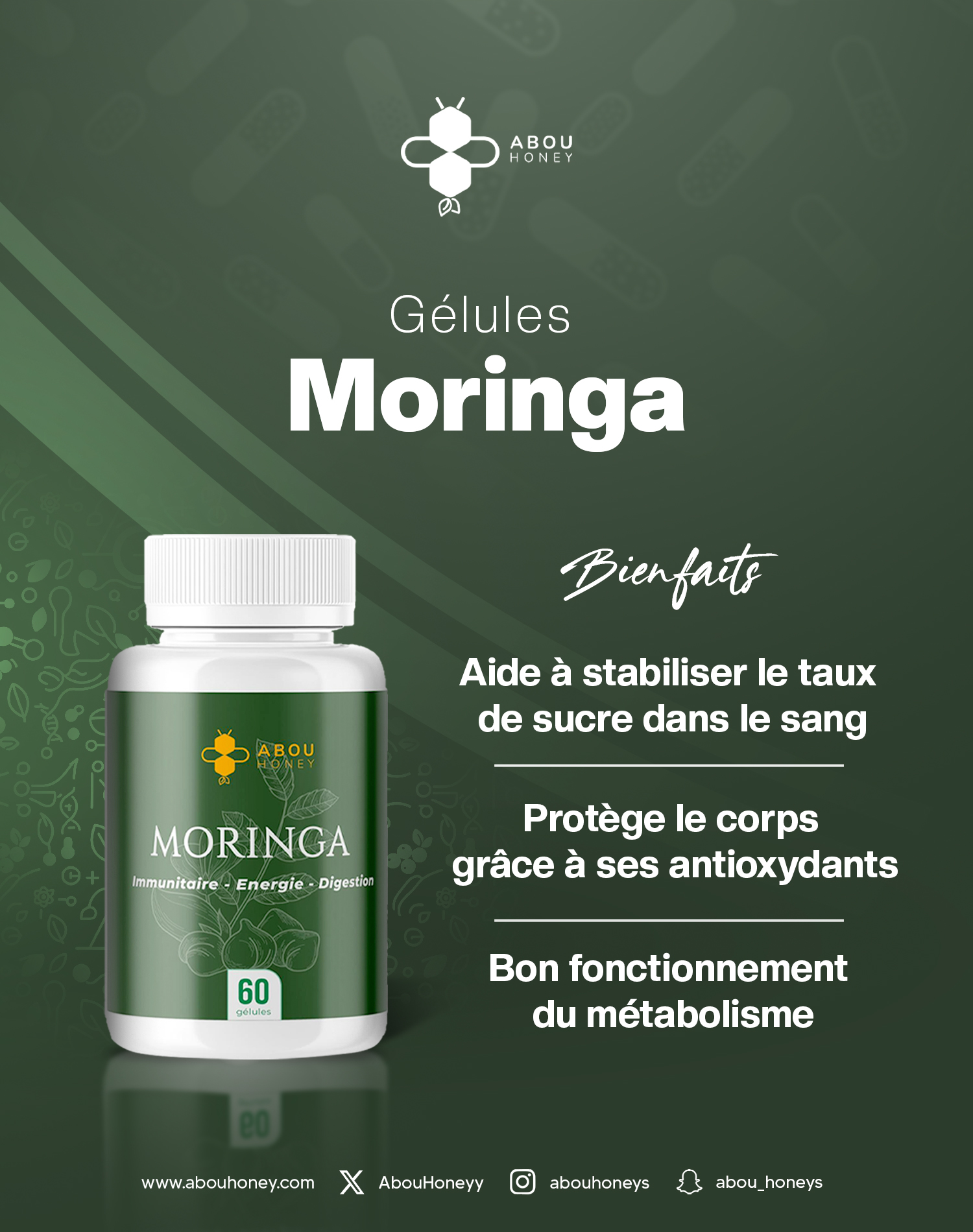 Moringa – Gélules de feuilles de moringa – 90 gélules
